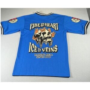 Watson XS Blue Mesh Graphic Jersey Skull Butterfly Streetwear Gothic NWT
